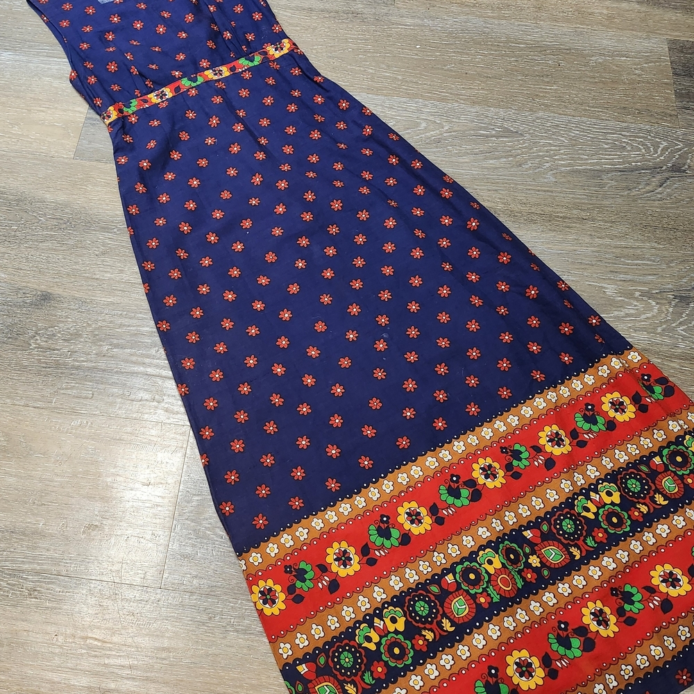 Authentic Real 60's Hippy Super Vintage Maxi Dress Rare Floral Pattern Woodstock - Picture 4 of 11